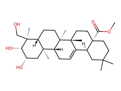 2beta,3beta,23-Trihydroxyolean-12-en-28-oic acid methyl ester structure