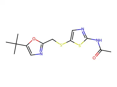 N-[5-[[(5-tert-Butyl-2-oxazolyl)methyl]thio]-2-thiazolyl]acetamide structure