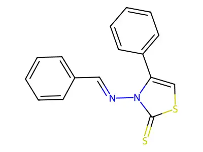 3-(benzylideneamino)-4-phenyl-1,3-thiazole-2(3H)-thione structure