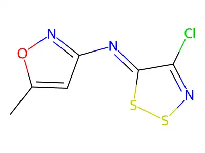 4-chloro-N-(5-methyl-1,2-oxazol-3-yl)-5H-1,2,3-dithiazol-5-imine structure