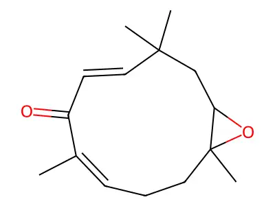 1,5,9,9-Tetramethyl-12-oxabicyclo[9.1.0]dodeca-4,7-dien-6-one structure
