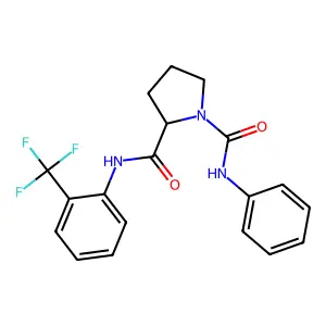 (2S)-N1-phenyl-N2-[2-(trifluoromethyl)phenyl]pyrrolidine-1,2-dicarboxamide structure