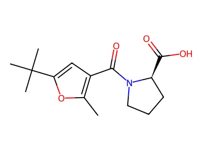 (5-(tert-Butyl)-2-methylfuran-3-carbonyl)-D-proline structure
