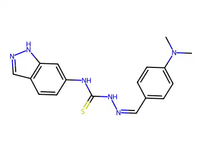 1-[[4-(dimethylamino)phenyl]methylideneamino]-3-(1H-indazol-6-yl)thiourea structure