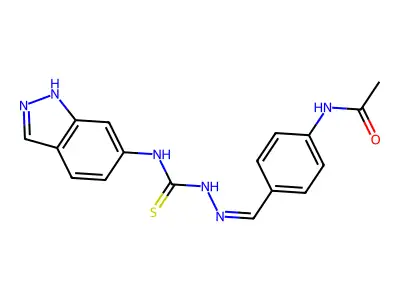 N-[4-[(1H-indazol-6-ylcarbamothioylhydrazinylidene)methyl]phenyl]acetamide structure