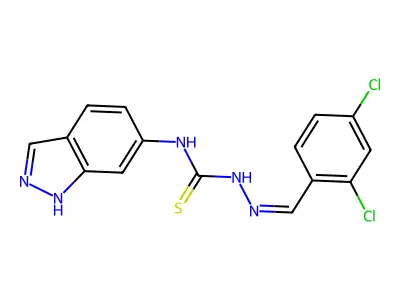 1-[(2,4-dichlorophenyl)methylideneamino]-3-(1H-indazol-6-yl)thiourea structure