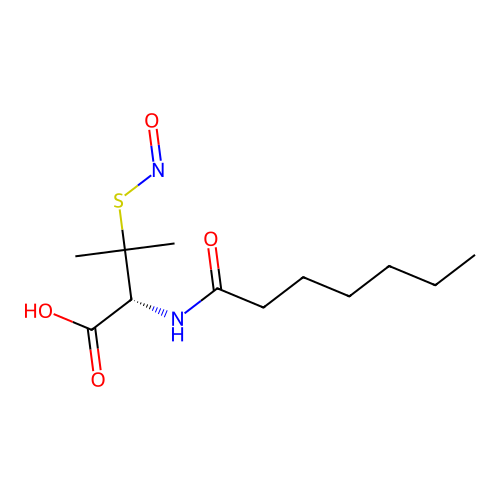 (2R)-2-(heptanoylamino)-3-methyl-3-nitrososulfanylbutanoic acid structure