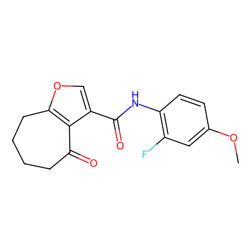 N-(2-Fluoro-4-methoxyphenyl)-4-oxo-5,6,7,8-tetrahydro-4H-cyclohepta[b]furan-3-carboxamide structure