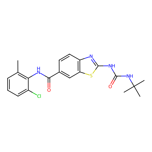 6-Benzothiazolecarboxamide, N-(2-chloro-6-methylphenyl)-2-((((1,1-dimethylethyl)amino)carbonyl)amino)- structure