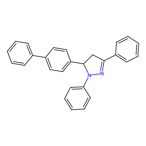 5-(biphenyl-4-yl)-1,3-diphenyl-4,5-dihydro-1H-pyrazole structure