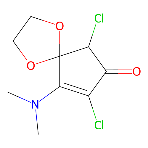 6,8-Dichloro-9-(dimethylamino)-1,4-dioxaspiro[4.4]non-8-EN-7-one structure