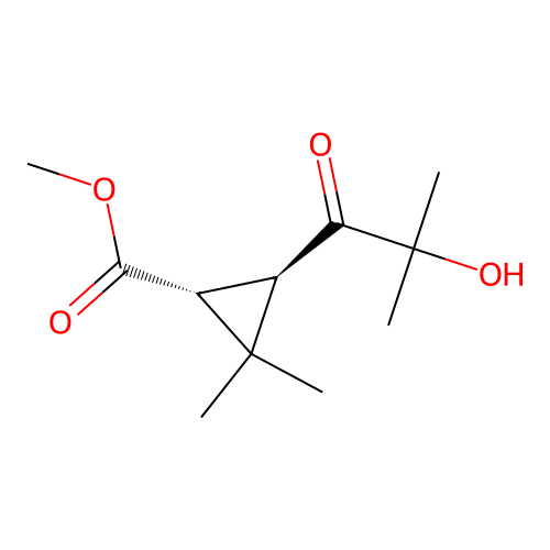 Methyl 2,2-dimethyl-3-(2-methyllactoyl)cyclopropanecarboxylate trans-(-)- structure