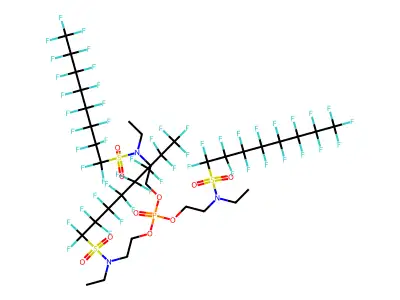 tris[2-[ethyl(1,1,2,2,3,3,4,4,5,5,6,6,7,7,8,8,8-heptadecafluorooctylsulfonyl)amino]ethyl] phosphite structure