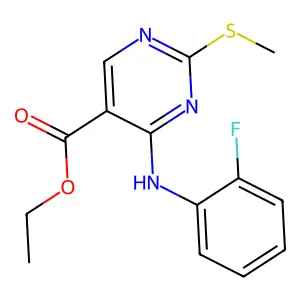 Ethyl 4-(2-fluoroanilino)-2-methylsulfanylpyrimidine-5-carboxylate structure