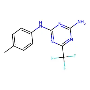 N-(4-methylphenyl)-6-(trifluoromethyl)-1,3,5-triazine-2,4-diamine structure