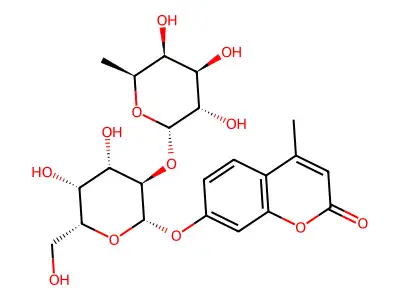 4-Methylumbelliferyl2-O-(a-L-fucopyranosyl)-b-D-galactopyranoside structure