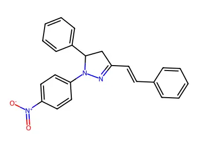 2-(4-nitrophenyl)-3-phenyl-5-[(E)-2-phenylethenyl]-3,4-dihydropyrazole structure