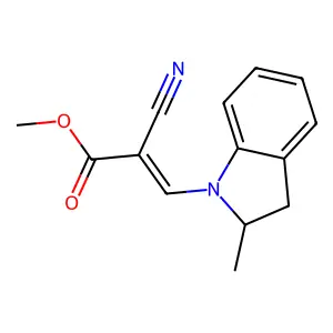 2-Propenoic acid, 2-cyano-3-(2,3-dihydro-2-methyl-1H-indol-1-yl)-, methyl ester structure