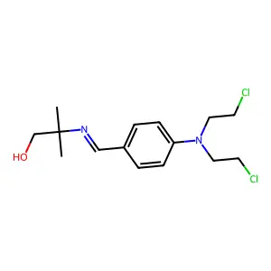 2-{[(e)-{4-[bis(2-chloroethyl)amino]phenyl}methylidene]amino}-2-methylpropan-1-ol structure