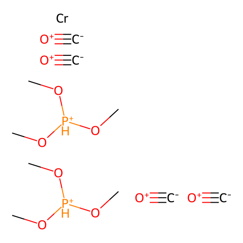 Chromium, tetracarbonylbis(phosphorous acid)-, hexamethyl ester structure