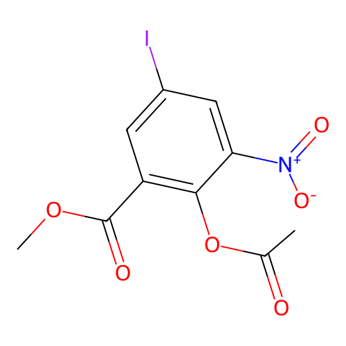 Salicylic acid, 5-iodo-3-nitro-, methyl ester, acetate (ester) structure