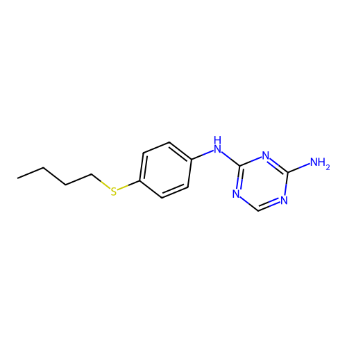 2-N-(4-butylsulfanylphenyl)-1,3,5-triazine-2,4-diamine structure