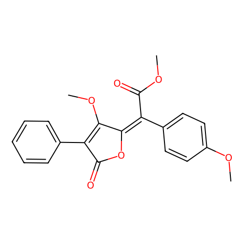 .delta.2(5H),.alpha.-Furanacetic acid, 3-methoxy-.alpha.-(p-methoxyphenyl)-5-oxo-4-phenyl-, methyl ester, (E)- structure
