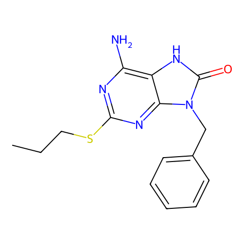 8H-Purin-8-one, 6-amino-7,9-dihydro-9-(phenylmethyl)-2-(propylthio)- structure
