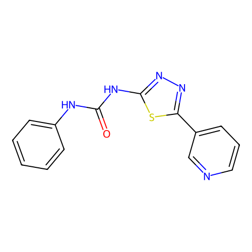 1-phenyl-3-[(2Z)-5-(pyridin-3-yl)-1,3,4-thiadiazol-2(3H)-ylidene]urea structure