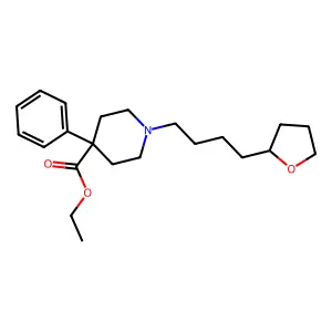 Ethyl 1-(4-(oxolan-2-yl)butyl)-4-phenylpiperidine-4-carboxylate structure