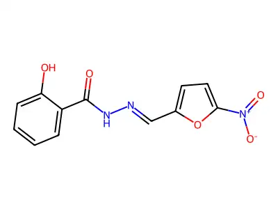 2-hydroxy-N-[(5-nitrofuran-2-yl)methylideneamino]benzamide structure