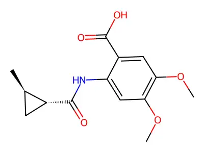4,5-dimethoxy-2-[[(1R,2R)-2-methylcyclopropanecarbonyl]amino]benzoic acid structure