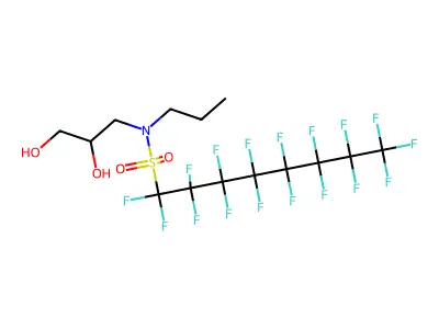 N-Propyl-N-(2,3-dihydroxypropyl)perfluoro-n-octylsulfonamide structure
