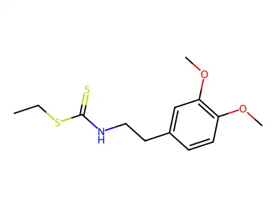 Carbamic acid, (3,4-dimethoxyphenethyl)dithio-, ethyl ester structure