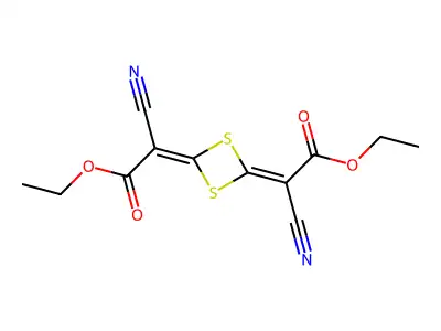 Diethyl 2,2'-(1,3-dithietane-2,4-diylidene)bis(cyanoacetate) structure