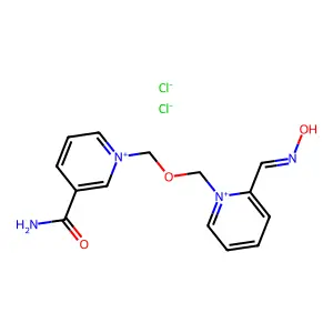 1-[[2-(hydroxyiminomethyl)pyridin-1-ium-1-yl]methoxymethyl]pyridin-1-ium-3-carboxamide dichloride structure