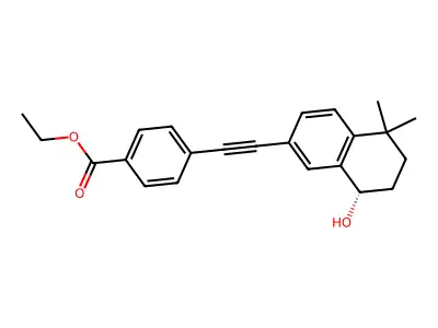Ethyl 4-[(5,6,7,8-tetrahydro-5-hydroxy-8,8-dimethylnaphth-3-yl)ethynyl]benzoate structure