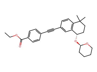 Ethyl 4-[2-[5,5-dimethyl-8-(oxan-2-yloxy)-7,8-dihydro-6H-naphthalen-2-yl]ethynyl]benzoate structure