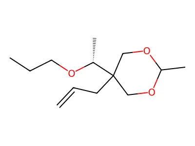 2-Methyl-5-(prop-2-en-1-yl)-5-(1-propoxyethyl)-1,3-dioxane structure