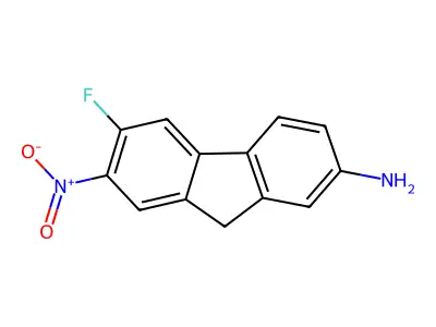 6-fluoro-7-nitro-9H-fluoren-2-amine structure