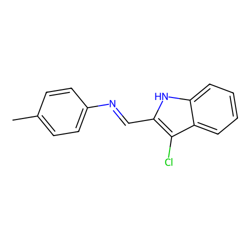 N-[(E)-(3-chloro-1H-indol-2-yl)methylidene]-4-methylaniline structure