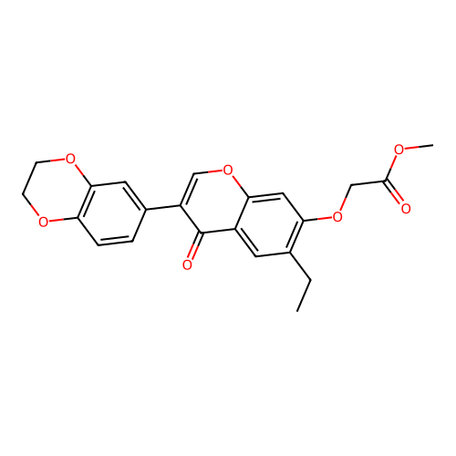 methyl 2-((3-(2,3-dihydrobenzo[b][1,4]dioxin-6-yl)-6-ethyl-4-oxo-4H-chromen-7-yl)oxy)acetate structure