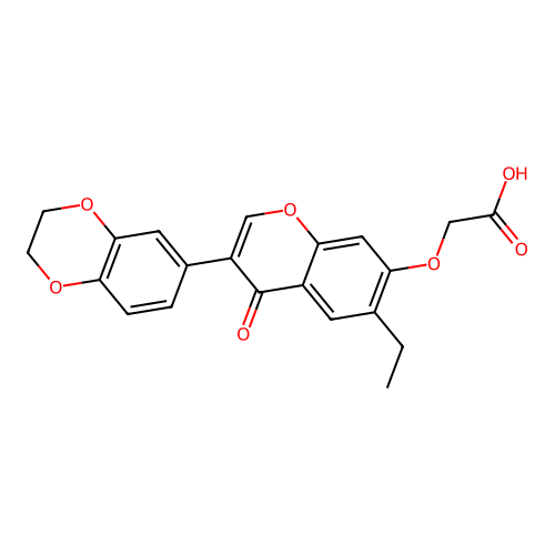2-((3-(2,3-dihydrobenzo[b][1,4]dioxin-6-yl)-6-ethyl-4-oxo-4H-chromen-7-yl)oxy)acetic acid structure