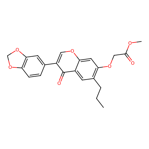 methyl 2-((3-(benzo[d][1,3]dioxol-5-yl)-4-oxo-6-propyl-4H-chromen-7-yl)oxy)acetate structure