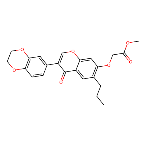 METHYL {[3-(2,3-DIHYDRO-1,4-BENZODIOXIN-6-YL)-4-OXO-6-PROPYL-4H-CHROMEN-7-YL]OXY}ACETATE structure