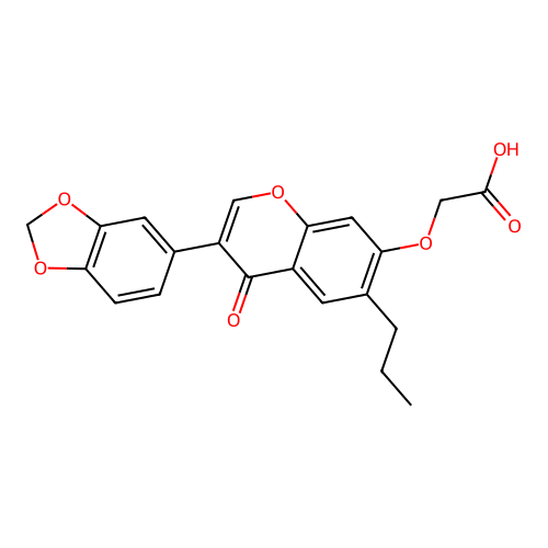 2-((3-(benzo[d][1,3]dioxol-5-yl)-4-oxo-6-propyl-4H-chromen-7-yl)oxy)acetic acid structure