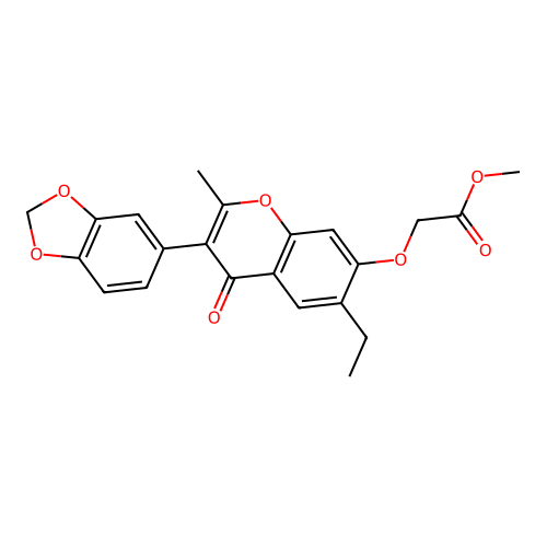 methyl 2-((3-(benzo[d][1,3]dioxol-5-yl)-6-ethyl-2-methyl-4-oxo-4H-chromen-7-yl)oxy)acetate structure