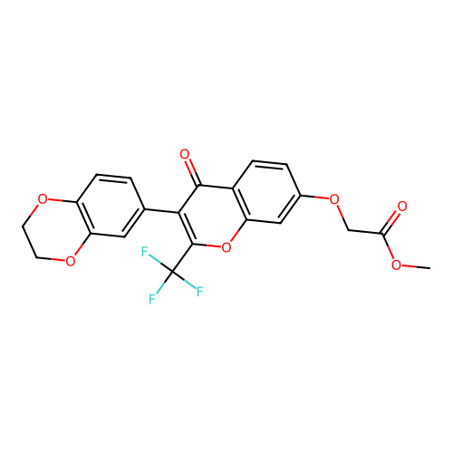 methyl {[3-(2,3-dihydro-1,4-benzodioxin-6-yl)-4-oxo-2-(trifluoromethyl)-4H-chromen-7-yl]oxy}acetate structure