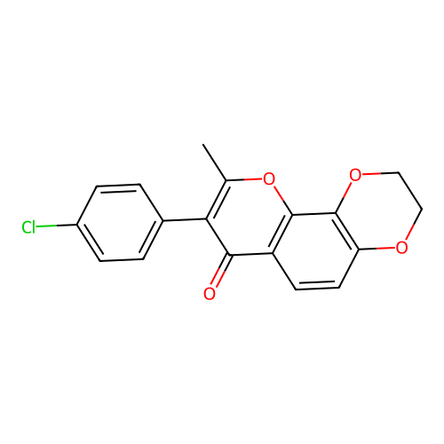 8-(4-chlorophenyl)-9-methyl-2H,3H-1,4-dioxino[5,6-h]chromen-7-one structure