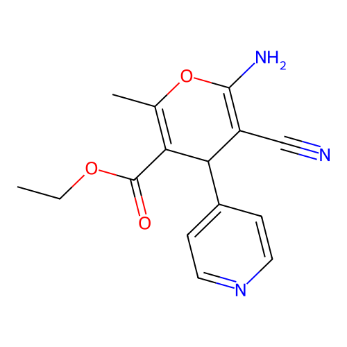 ethyl 6-amino-5-cyano-2-methyl-4-(pyridin-4-yl)-4H-pyran-3-carboxylate structure